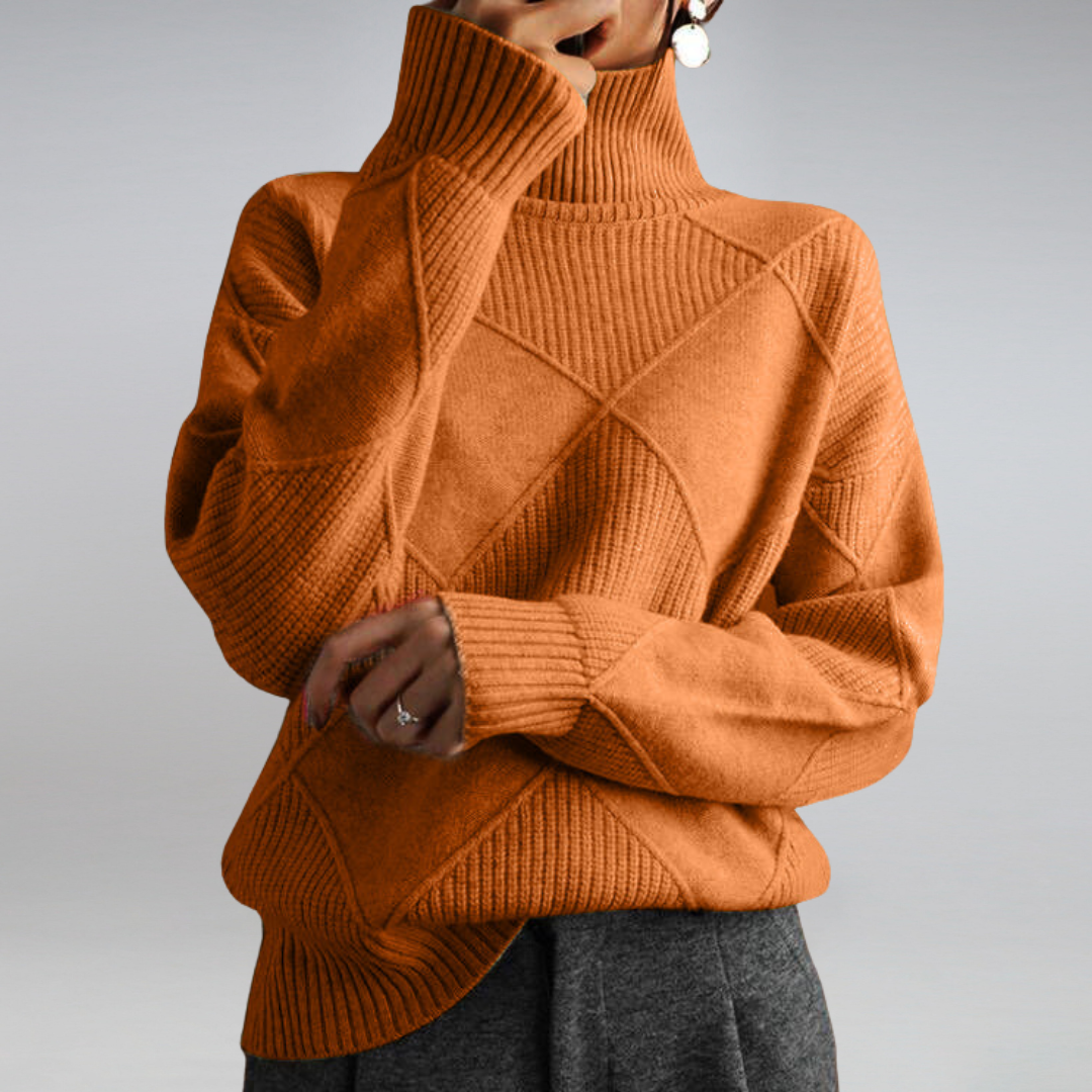 Stilvoller Damen Winterpullover. Warmer Rollkragenpullover, perfekt für gemütliche Stunden und moderne Wintermode.