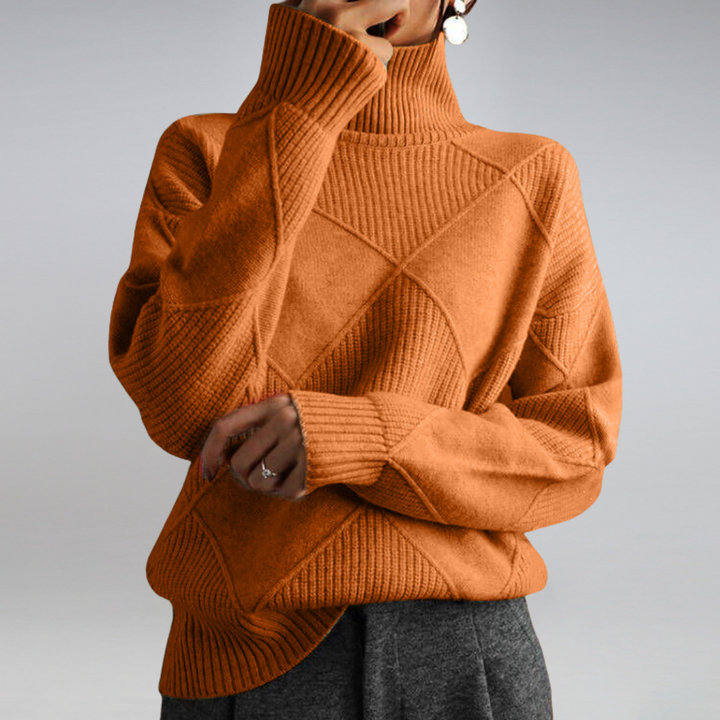 Stilvoller Damen Winterpullover. Warmer Rollkragenpullover, perfekt für gemütliche Stunden und moderne Wintermode.