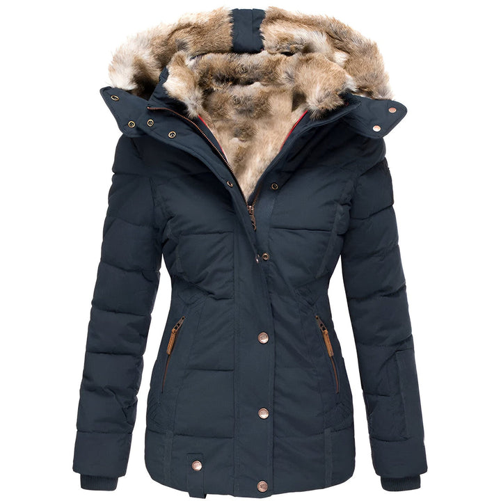 Trendige Damen Winter Steppjacke, figurschmeichelnd, für kalte Tage, mit Kapuze.