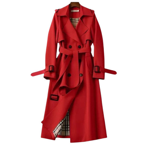 Damen Klassischer Winter Trenchcoat mit Gürtel - Eleganz & Wärme