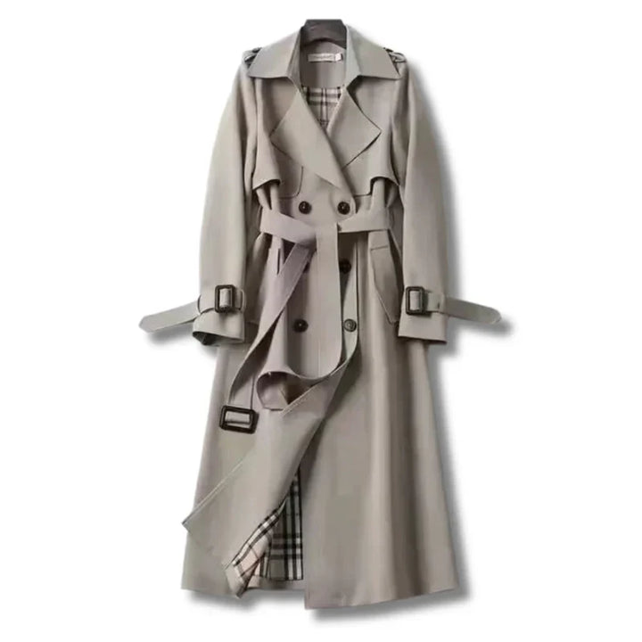 Klassischer Damen Trenchcoat, wärmend und modisch für den Winter.