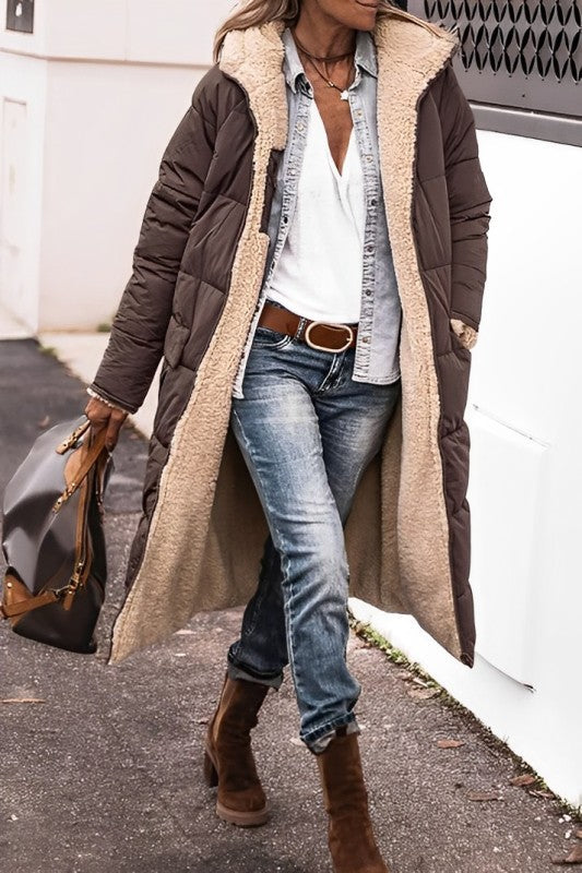 Warmer Damen Langmantel in Grau, ideal für Wintermode, Freizeit & Outdoor. Bequemer, stilvoller Winterjacke.