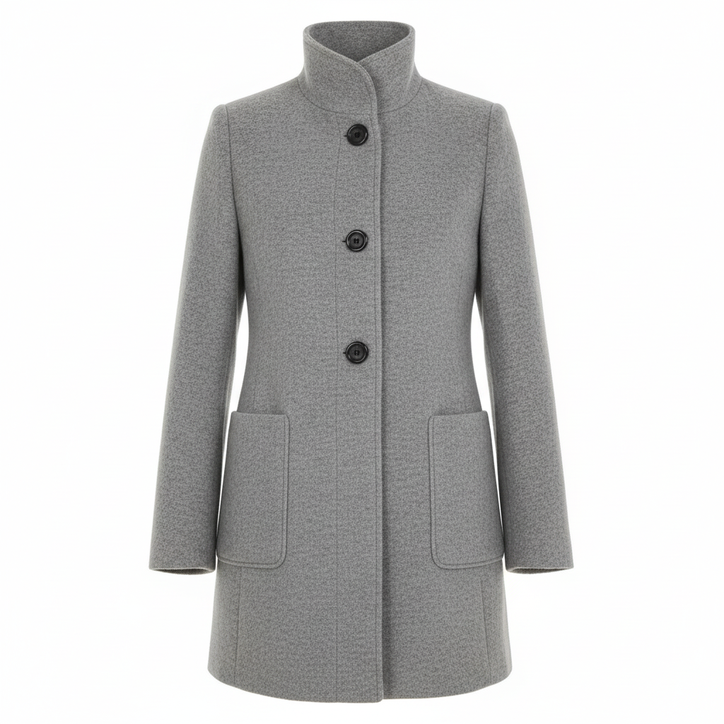 Damen Wintermantel mit elegantem Knopfverschluss, stilvoll und warm, perfekt für die kalte Jahreszeit.