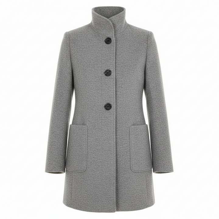 Damen Wintermantel mit elegantem Knopfverschluss, stilvoll und warm, perfekt für die kalte Jahreszeit.