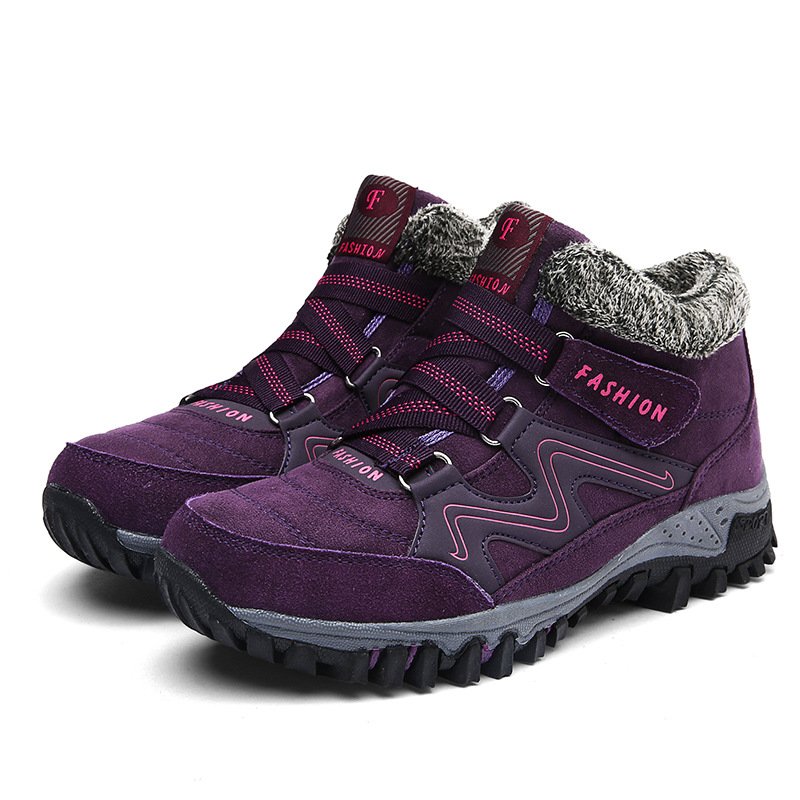 Elegante violette Winterstiefel für Damen, mit warmem Futter, perfekt für jeden Anlass.