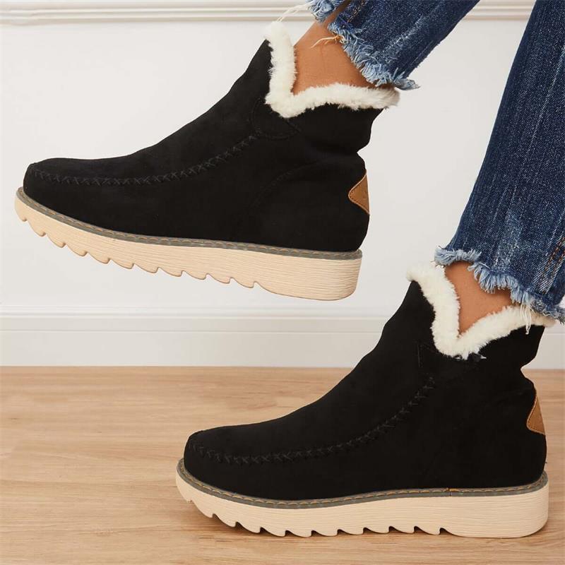 Robuste Damen Winterstiefeletten, Slip-On-Stil, warmes Futter & rutschfeste Outdoor-Sohle.