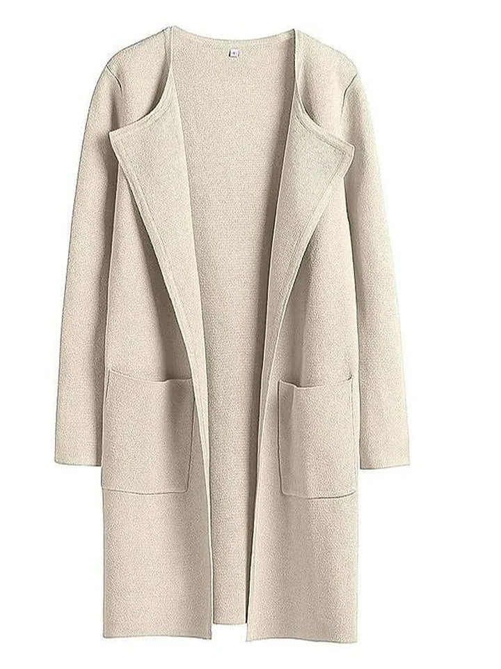 Warme Damen Strickjacke mit praktischen Taschen, ideal für Freizeit & kalte Tage, gemütlich.