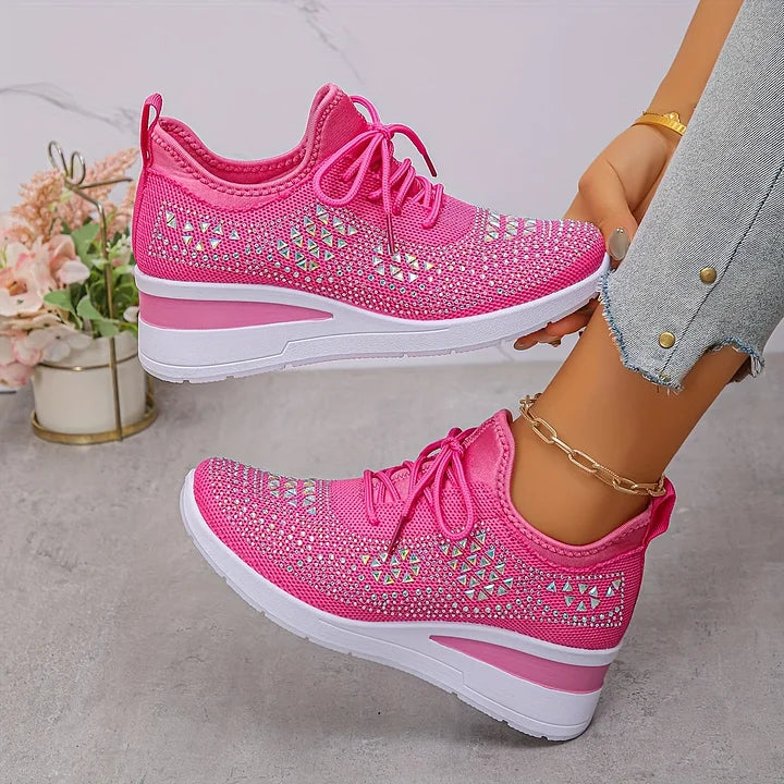 Damen orthopädische Sneaker in leuchtendem Rosa mit atmungsaktivem Mesh-Gewebe