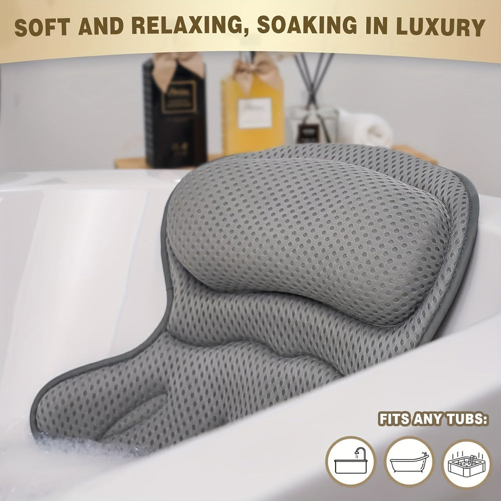 Weiches, atmungsaktives 4D Deluxe Badekissen, ergonomische Nacken- und Rückenstütze im Bad