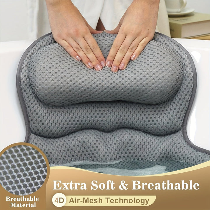 Badekissen Deluxe mit Saugnäpfen, 4D-Mesh Material, optimiert Komfort und Entspannung im Bad