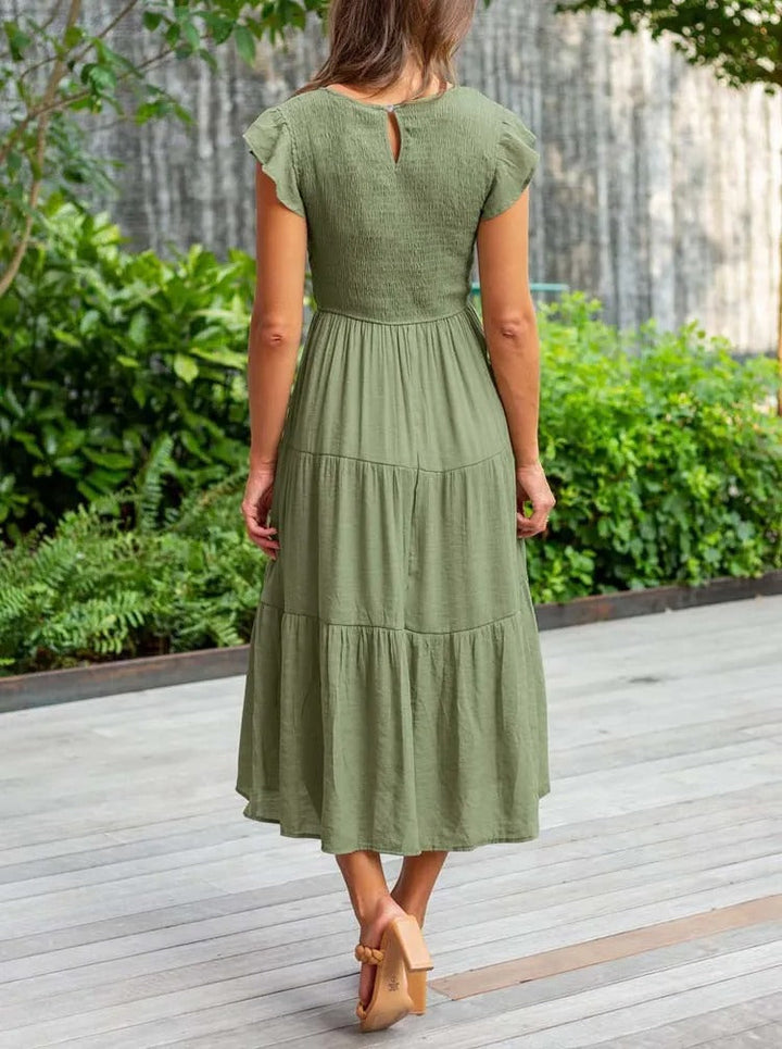 Figurbetontes Midi Damenkleid, ärmellos, elegant und vielseitig für Büro oder festliche Anlässe.
