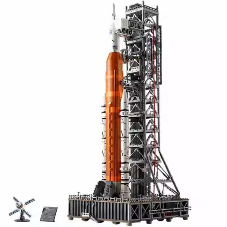 Detailgetreues NASA Artemis Modell - Mehrstufiges Raketenbaukit mit Orion-Kapsel und Startturm für Raumfahrtfans.