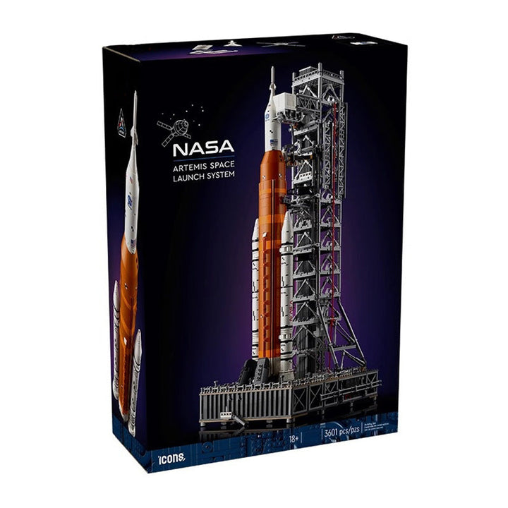Detailgetreues NASA Artemis Modell - Mehrstufiges Raketenbaukit mit Orion-Kapsel und Startturm für Raumfahrtfans.