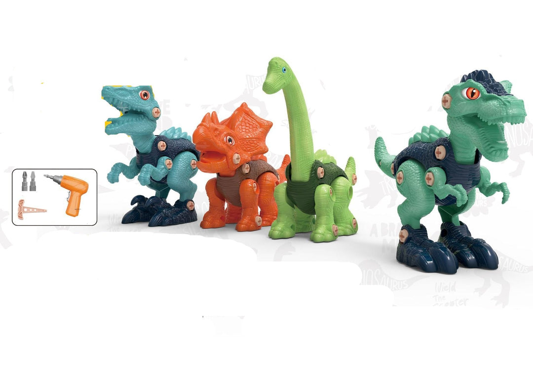 "Dinosaurier Bau-Set für Kinder, 4 Modelle, inkl. kindgerechte Werkzeuge, fördert motorische Fähigkeiten, bunt und robust"