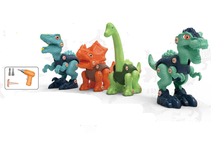 "Dinosaurier Bau-Set für Kinder, 4 Modelle, inkl. kindgerechte Werkzeuge, fördert motorische Fähigkeiten, bunt und robust"