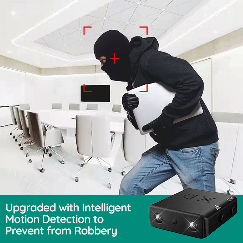 Diskrete Sentinel Micro HD Kamera, kleine schwarze Kamera mit 1080P Qualität und Weitwinkelobjektiv für unauffällige Überwachung