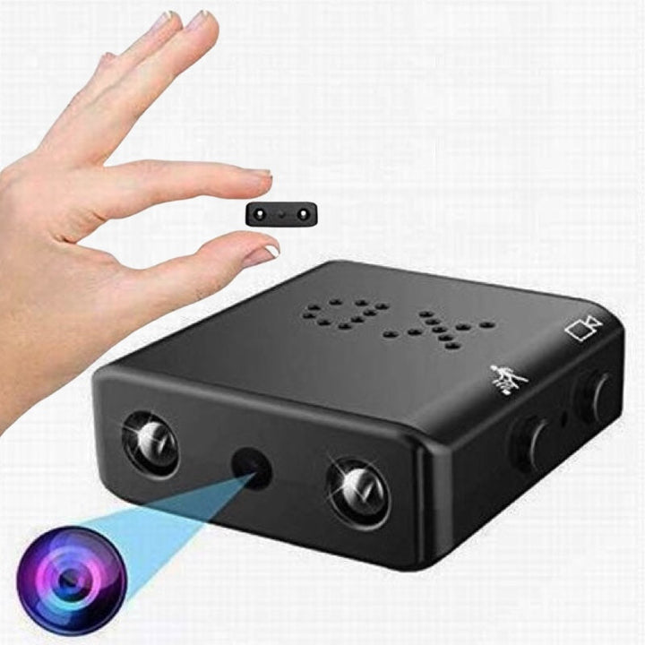 Diskrete Sentinel Micro HD Kamera, kleine schwarze Kamera mit 1080P Qualität und Weitwinkelobjektiv für unauffällige Überwachung