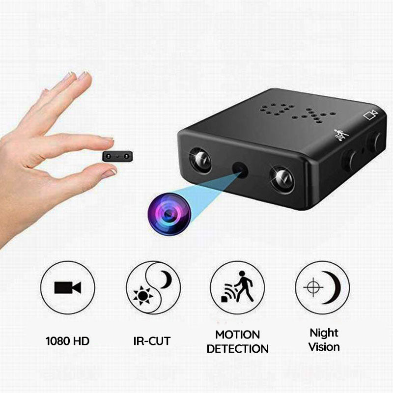 Diskrete Sentinel Micro HD Kamera, kleine schwarze Kamera mit 1080P Qualität und Weitwinkelobjektiv für unauffällige Überwachung