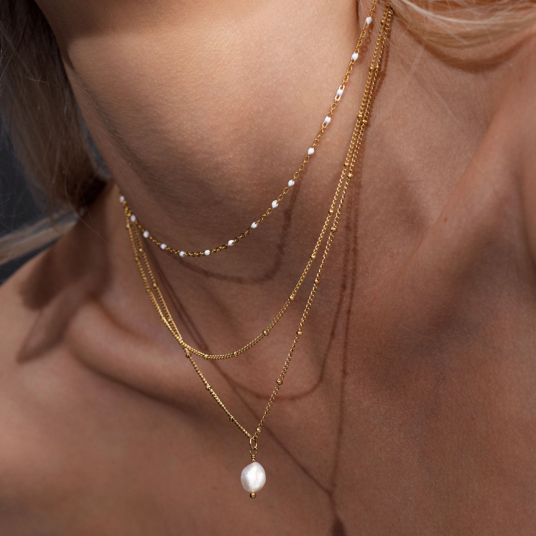 Wasserdichter Halsschmuck, zweireihige Choker Halskette in Gold für Frauen