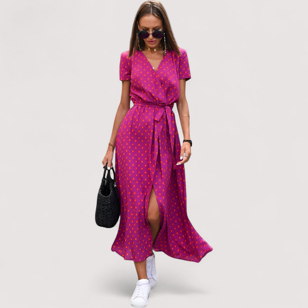 Stilvolles Damen Wickelkleid mit V-Ausschnitt und Taillengürtel
