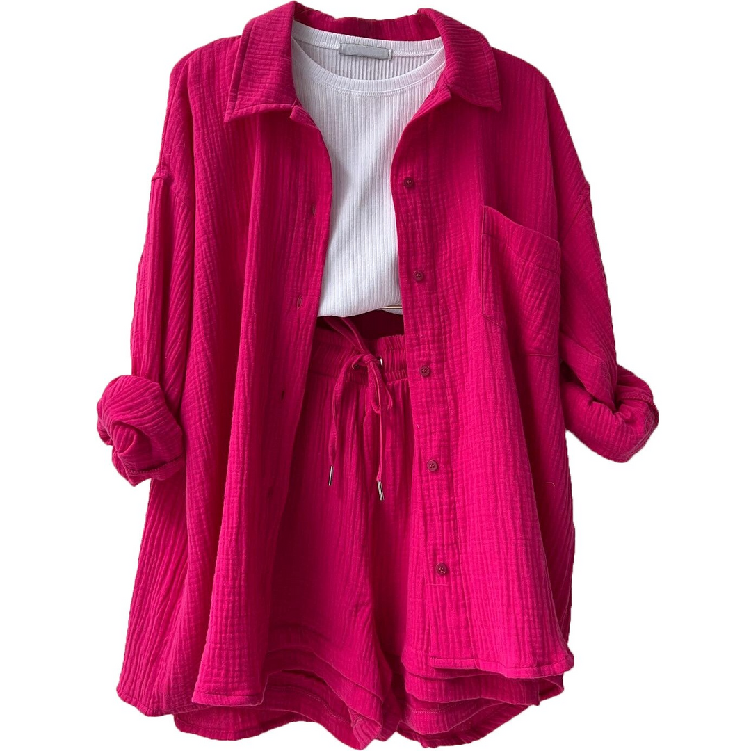 Damen Loungewear Shorts Set: Atmungsaktiver Stoff & bequeme Passform für den Alltag.