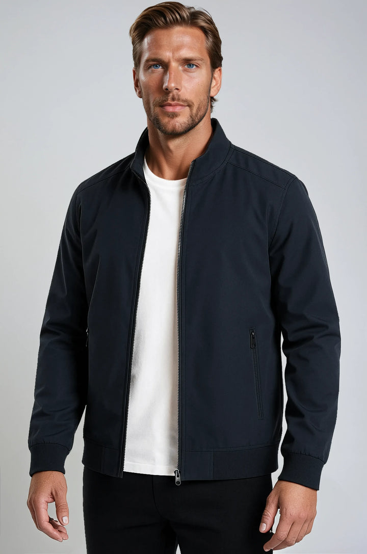 Dunkelblaue Herren Bomberjacke, leichte Übergangsjacke mit Reißverschluss, ideal für Frühling & Herbst.