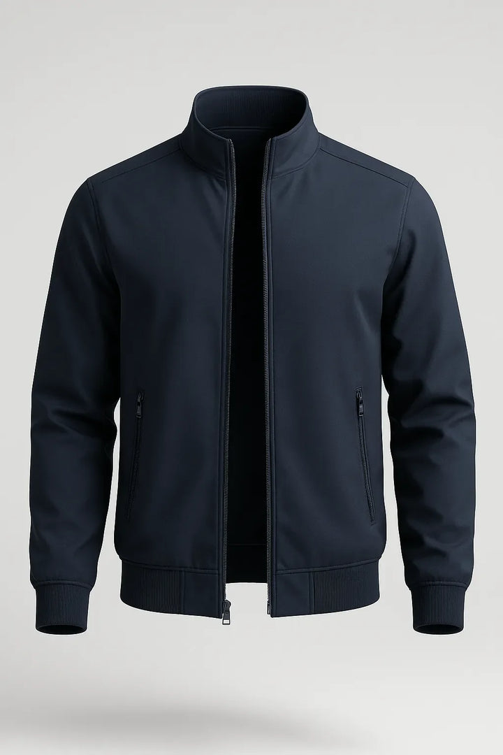 Klassische dunkelblaue Herren Bomberjacke, bequeme Alltagsjacke mit Reißverschluss für jede Gelegenheit.