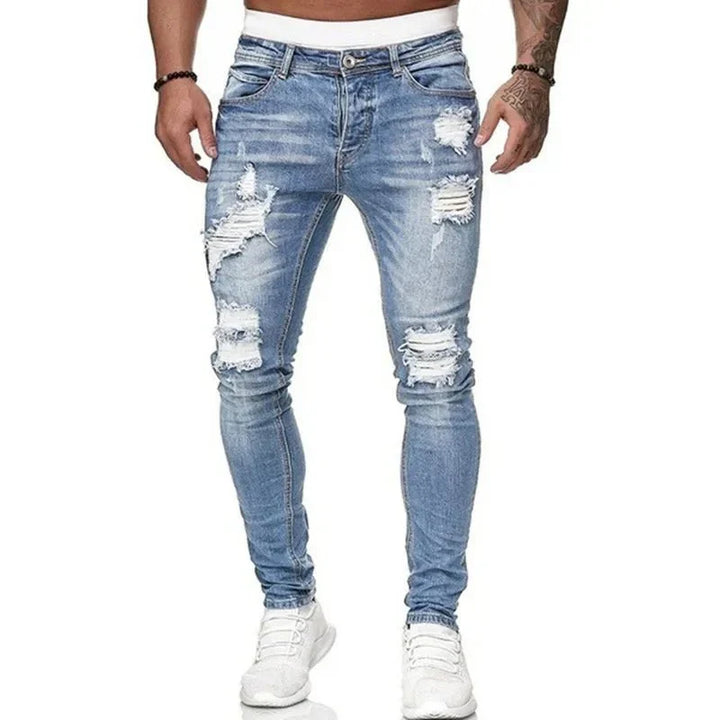 Komfortable Herren Slim Fit Jeans mit Ripped-Details, ideal als Alltags- & Freizeitjeans.