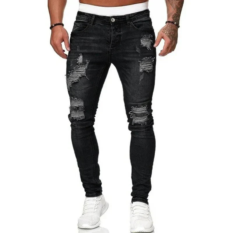 Moderne Herren Jeans: Ripped Slim Fit Design für einen lässigen und trendigen Alltagslook.