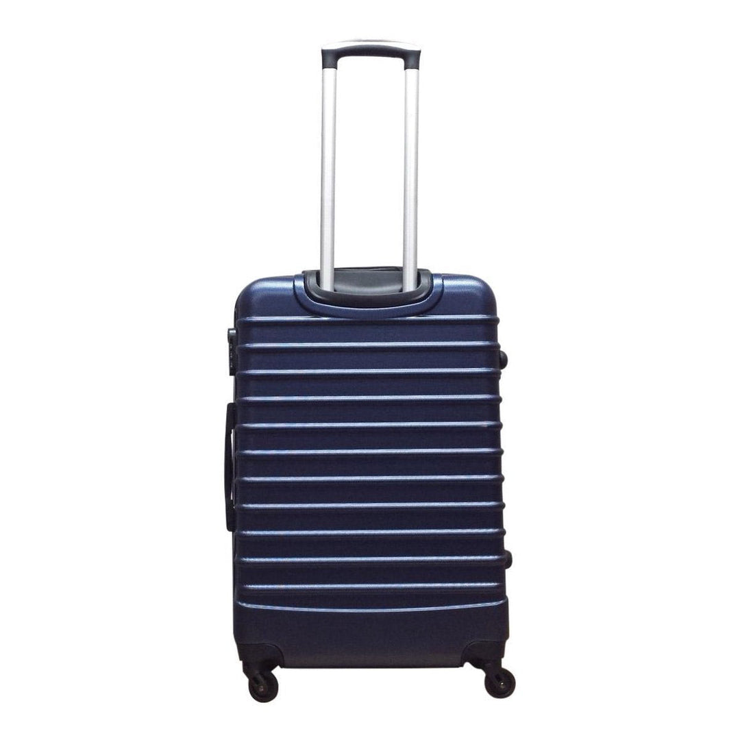 Zwei dunkelblaue Hartschalen-Reisekoffer im Set, robust und stilvoll für sicheres Reisen und Gepäck.