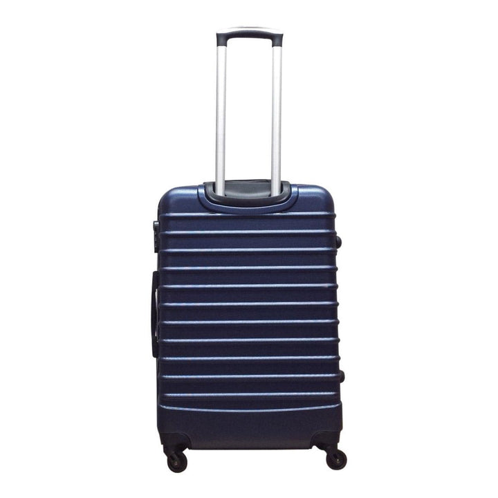 Zwei dunkelblaue Hartschalen-Reisekoffer im Set, robust und stilvoll für sicheres Reisen und Gepäck.
