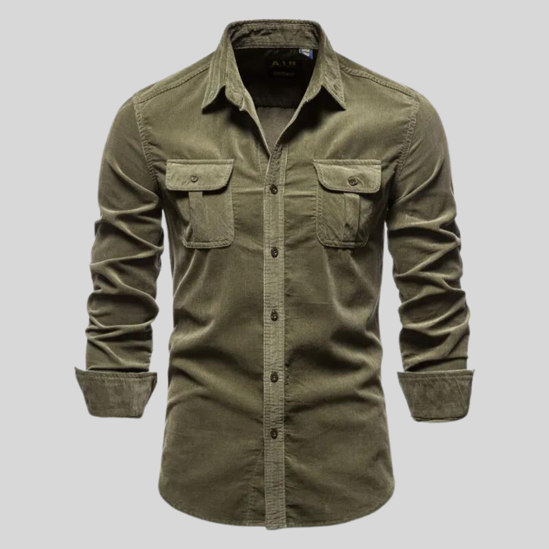 Dunkelgraues Herren Langarmhemd, Button-Up, für zeitlosen Stil & Komfort; vielseitiges Freizeithemd für Wintermode.