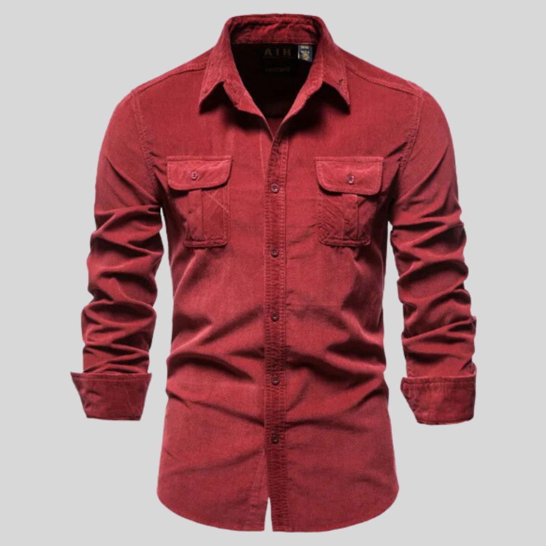 Jeansblaues Herrenhemd mit langen Ärmeln, ideal für Casual-Wintermode; Button-Up Freizeithemd für vielseitige Looks.