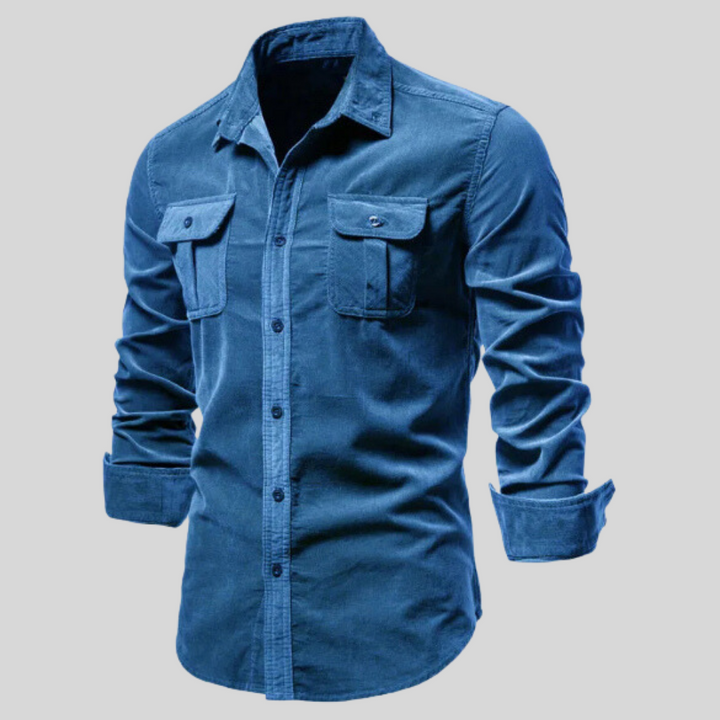 Braunes elegantes Herren Langarmhemd, zeitloser Stil für Freizeit & Büro; bequemes Button-Up Hemd für Herrenmode.