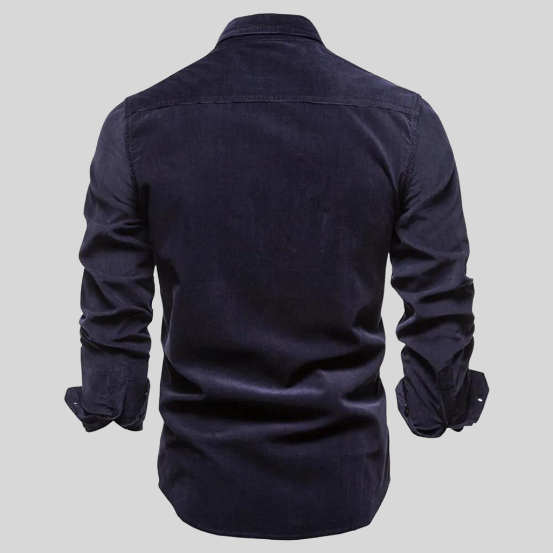 Dunkelgraues Button-Up Langarmhemd für Herren, elegant & casual; zeitloses Freizeithemd für den Winter.