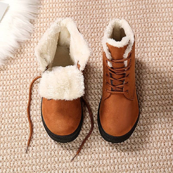 Modische Damen Schnürstiefeletten für Herbst & Winter, warm gefüttert und bequem.