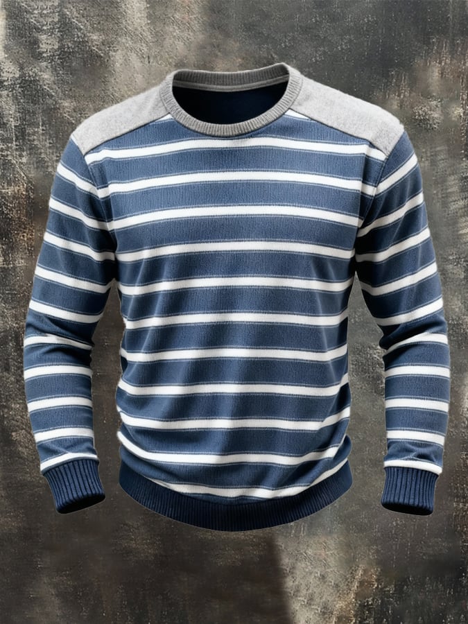 Stilvolles gestreiftes Langarmshirt für Herren in Blau