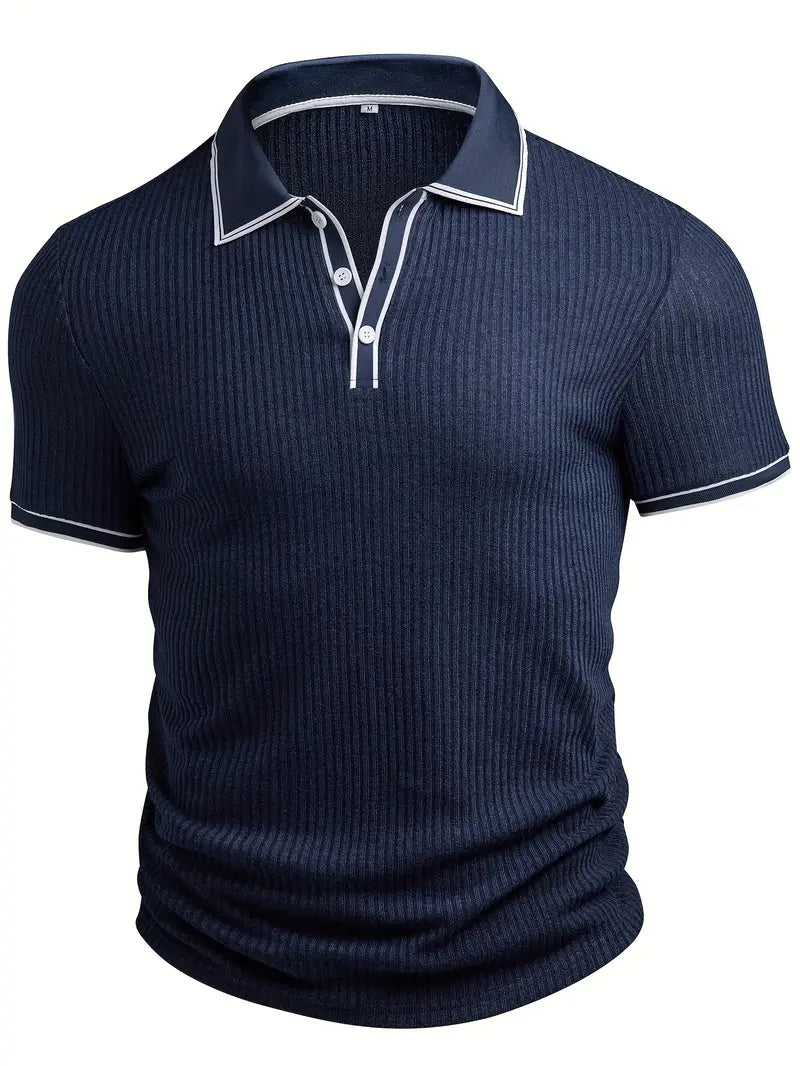 Freizeitshirt für Herren mit Struktur Muster und kurzen Ärmeln