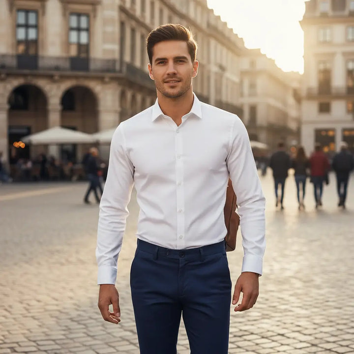 Herrenhemd mit Stretch, Atmungsaktivem Stoff und Knitterarmem Finish für den Herbst
