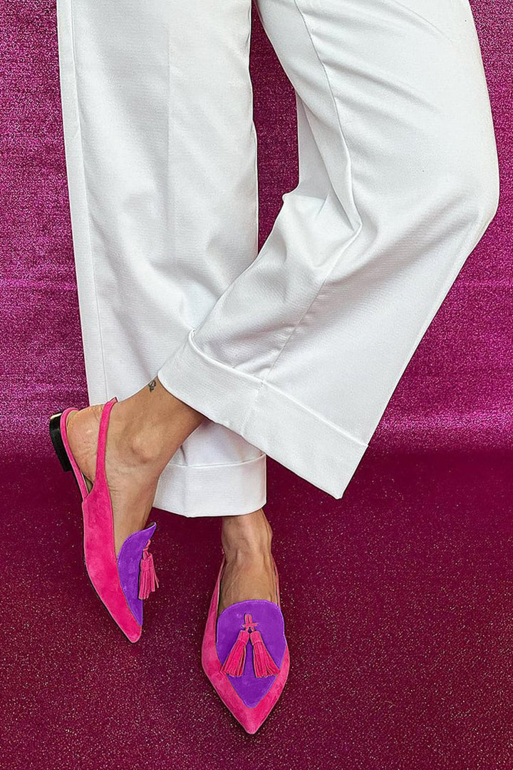 Modische Iliana Ballerinas in Fuchsia und Lila mit elegantem Knöchelriemen