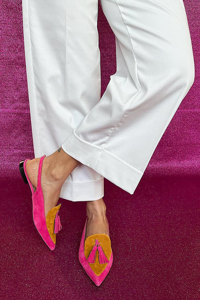 Stylische Iliana Ballerinas in Fuchsia und Gelb, perfekt für den Sommer