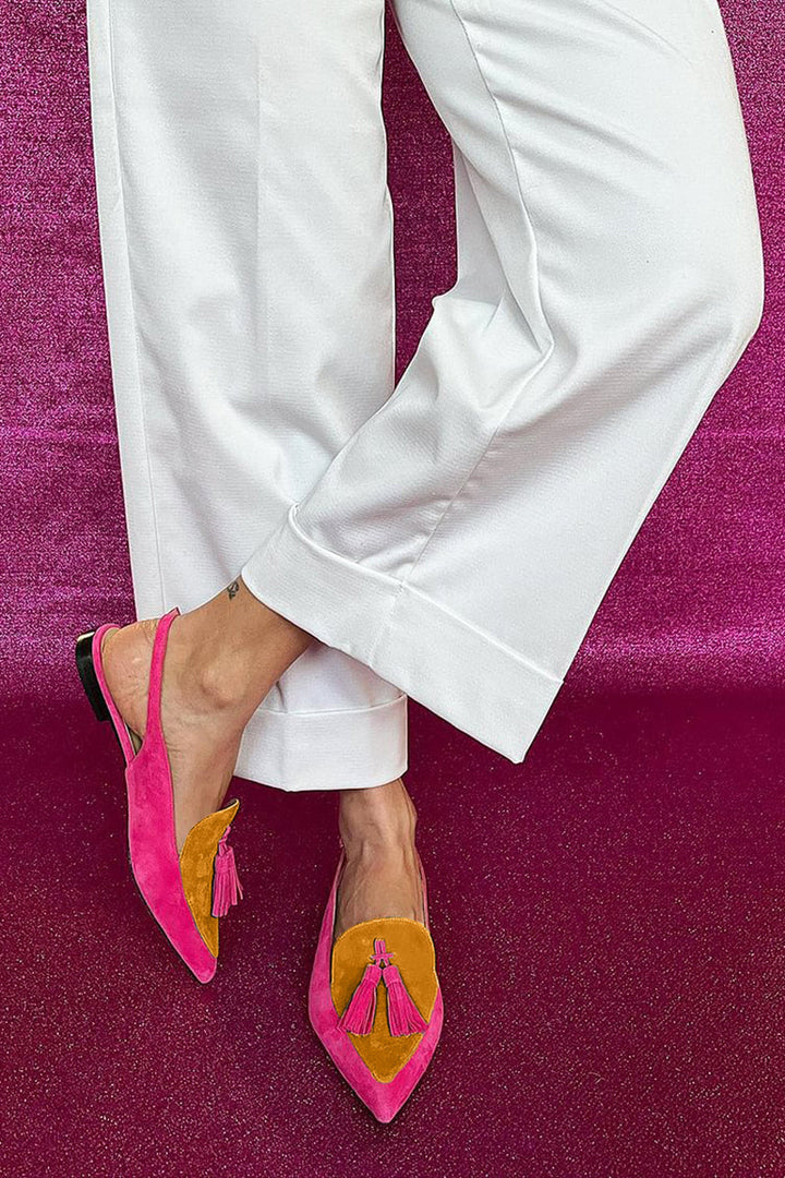 Stylische Iliana Ballerinas in Fuchsia und Gelb, perfekt für den Sommer