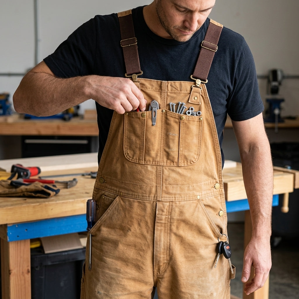 Herren Vintage Canvas Latzhose – Robust, Bequem und Vielseitig