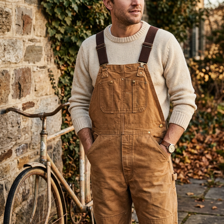 Herren Vintage Canvas Latzhose – Robust, Bequem und Vielseitig
