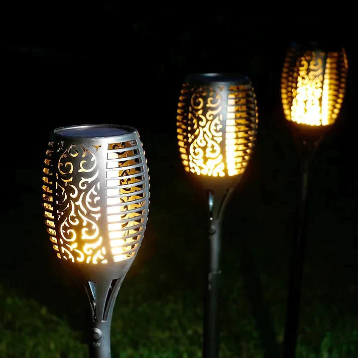 Solarbetriebene LED-Gartenfackel für Außenbereich