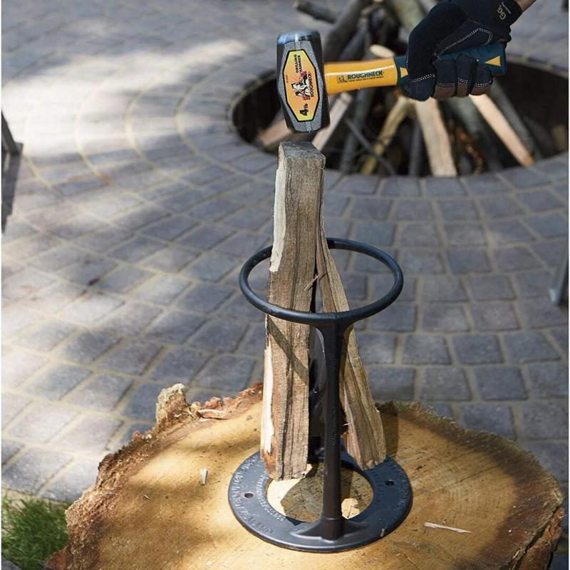 "Effizienter Holzspalter im Einsatz, sicherer Spaltprozess dank robustem Ring, ideal für Garten und Outdoor."