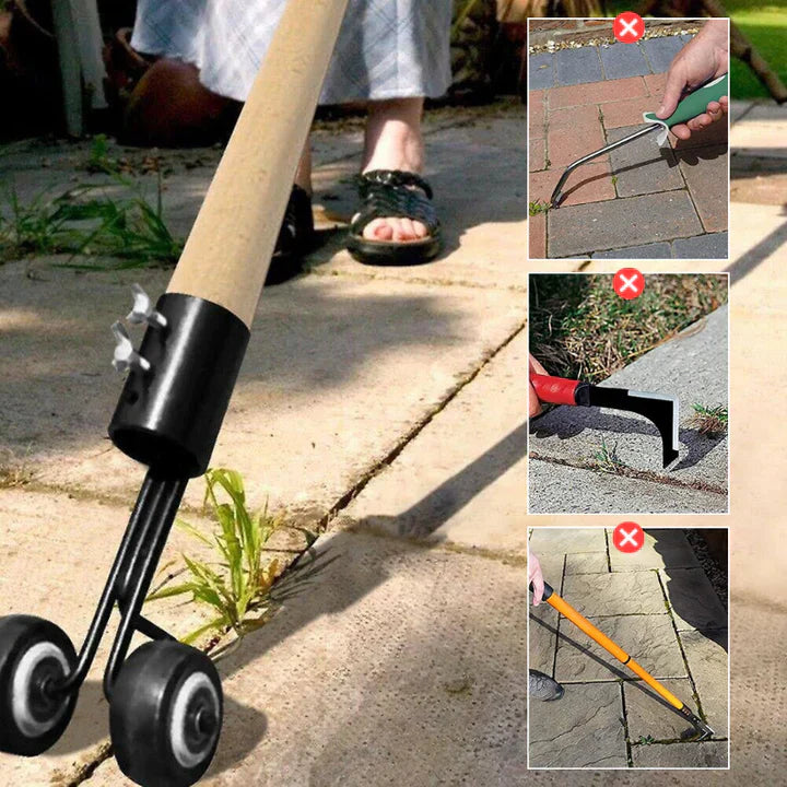 "Effizienter Unkrautentferner mit ergonomischem Griff, robustes Design für mühelose Gartenarbeit, schwarz, Eisen."