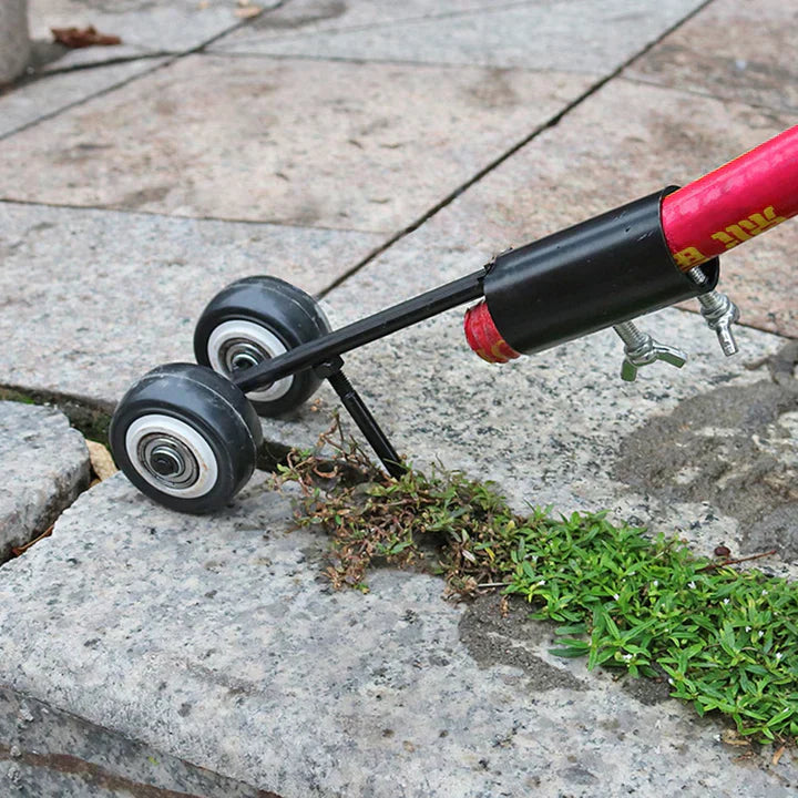 "Effizienter Unkrautentferner mit ergonomischem Griff, robustes Design für mühelose Gartenarbeit, schwarz, Eisen."