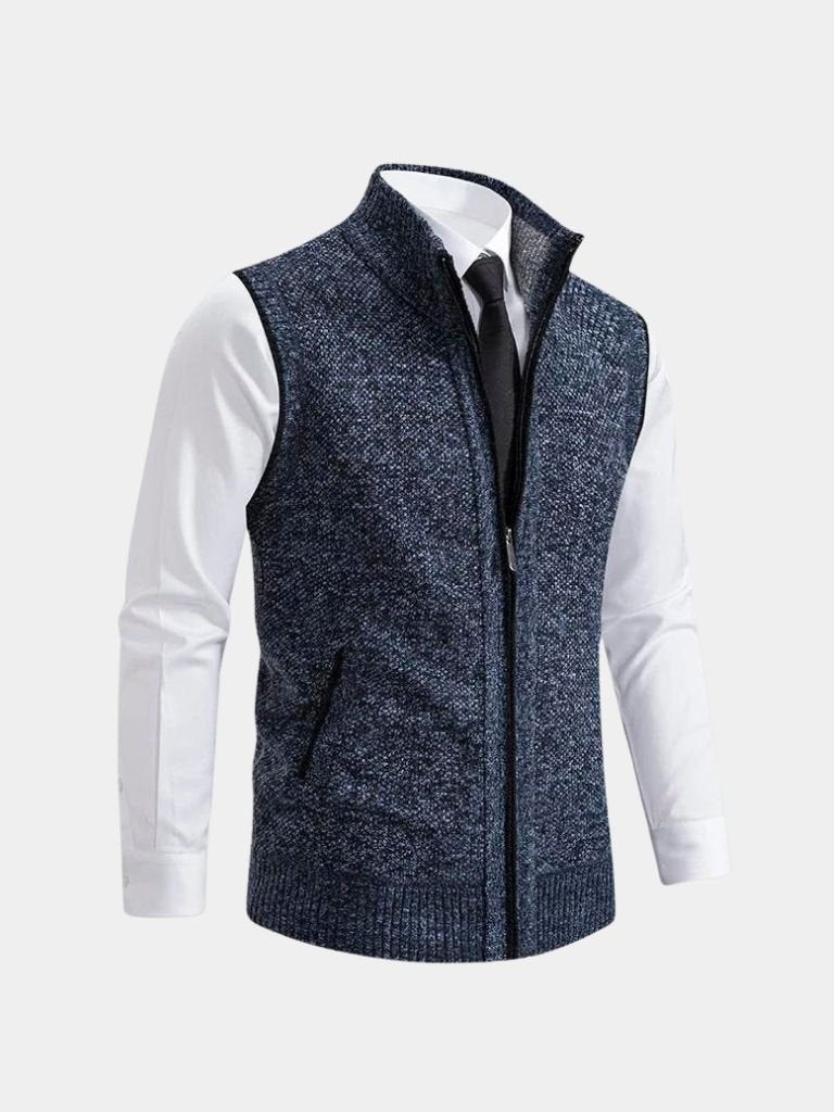 Schickes Herren Gilet mit Reißverschluss, slim fit, perfekt für einen stilvollen Auftritt.