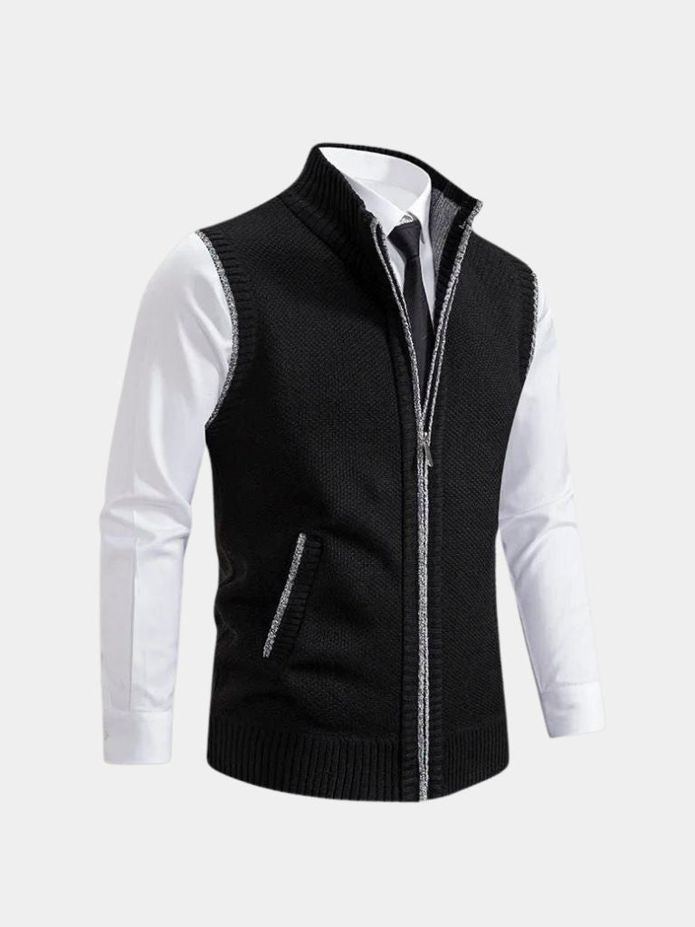 Elegantes Herren Slim Fit Gilet mit Reißverschluss, für moderne Business-Looks.